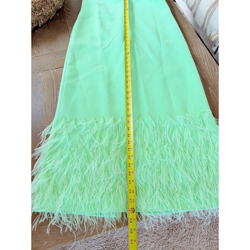 Alexis Izzie Dress Womens Mint Green Feather Trim Halter Midi Size Large (H1) - Picture 7 of 10